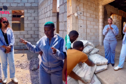 Spice Diana donates 25 bags of cement to Nalongo Kitone.