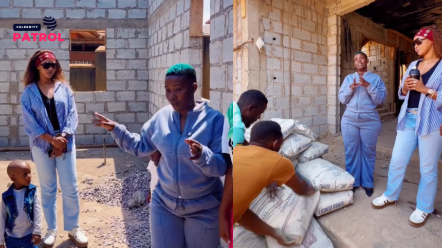 Spice Diana donates 25 bags of cement to Nalongo Kitone.