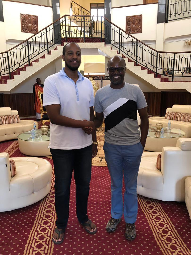 Andrew Mwenda with King Oyo
